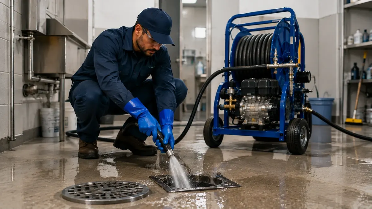 Floor Drain Hydro Jet Cleaning in Highland