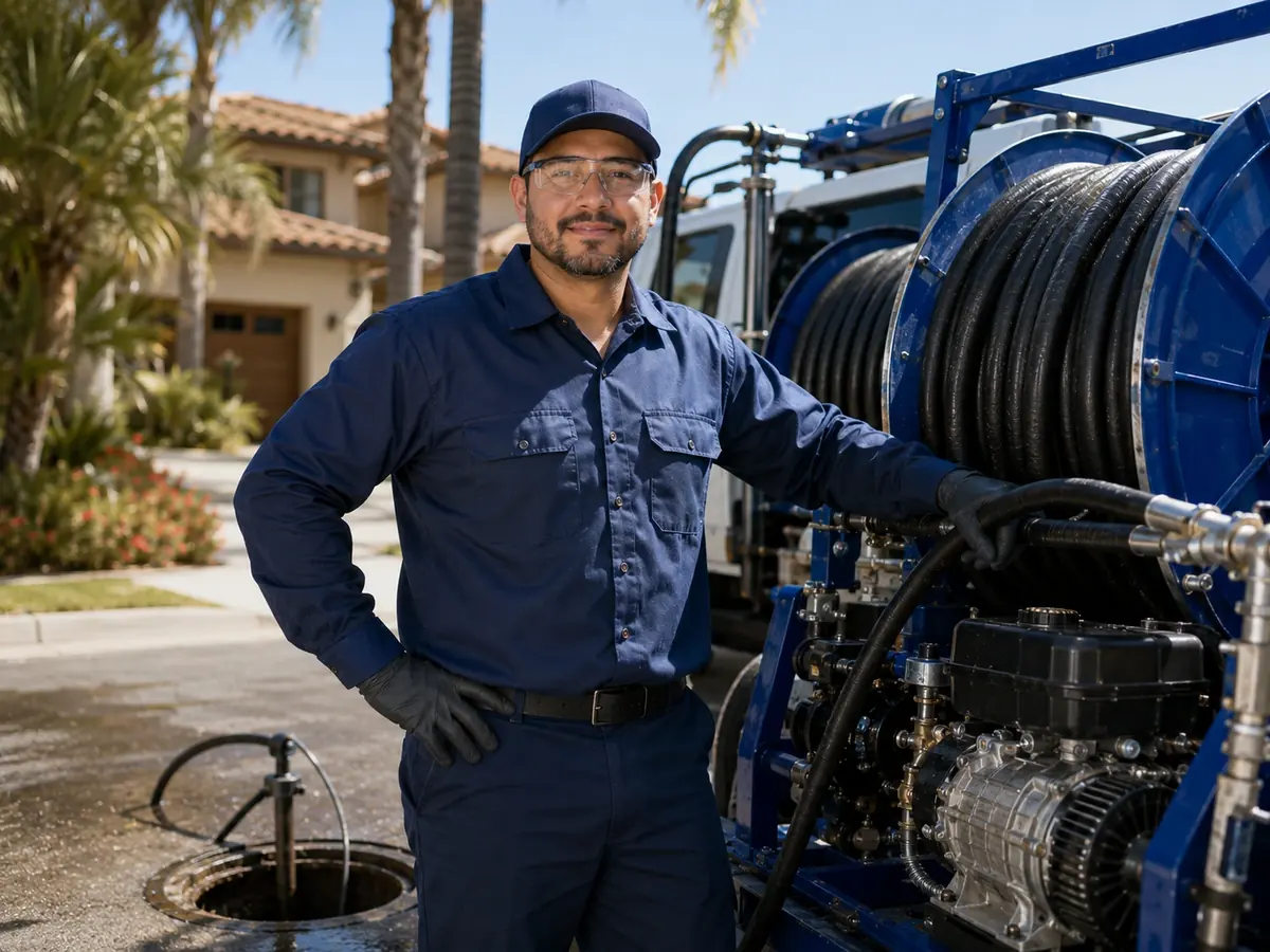 Hydro jet sewer cleaning in Highland