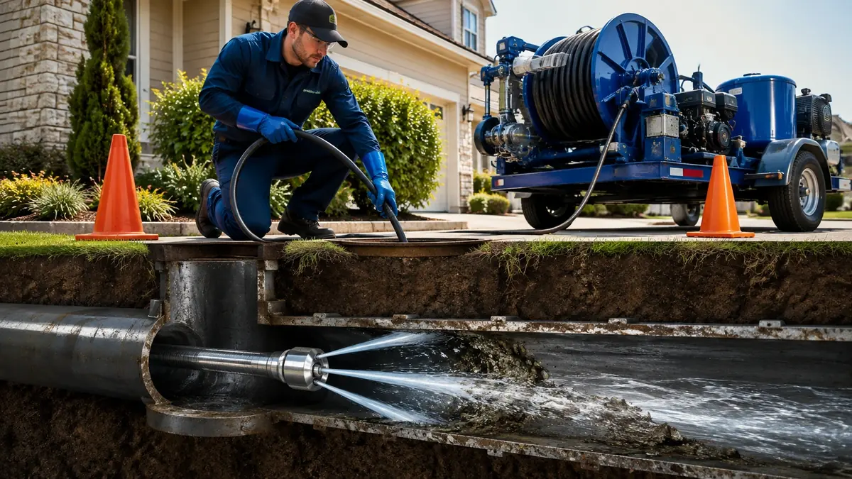Main Sewer Line Hydro Jet Cleaning in Highland