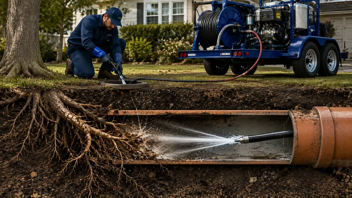 Tree Root Removal with Hydro Jetting in Highland